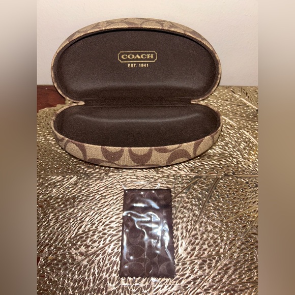 Coach Signature Brown Eyeglasses Sunglasses Case w/ Cloth - Picture 3 of 4